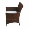 9 Piece Patio Dining Set with Cushions Poly Rattan Brown - Brown