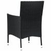 Patio Chairs with Cushions 4 pcs Poly Rattan Black - Black