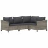 5 Piece Patio Lounge Set with Cushions Gray Poly Rattan - Gray