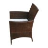 7 Piece Patio Dining Set with Cushions Poly Rattan Brown - Brown