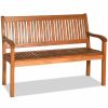 Two Person Solid Wood Garden Bench with Curved Backrest and Wide Armrest - as show