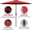 Simple Deluxe 9ft Outdoor Market Table Patio Umbrella with Button Tilt, Crank and 8 Sturdy Ribs for Garden, Red - as Pic