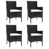 Patio Chairs with Cushions 4 pcs Poly Rattan Black - Black