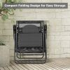 Folding Recliner Lounge Chair with Shade Canopy Cup Holder - Black