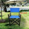 Folding Chair Wooden Director Chair Canvas Folding Chair Folding Chair 2pcs/set populus + Canvas (Color : Blue) - as Pic