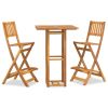 3 Piece Outdoor Bar Set Solid Wood Acacia - Brown