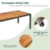 9 Pieces Rattan Patio Dining Set with Acacia Wood Table and Cushioned Chair - Mix gray