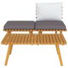 3 Piece Patio Lounge Set with Cushions Solid Acacia Wood - Grey