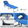 Folding Chaise Lounge Chair Bed Adjustable Outdoor Patio Beach - Blue