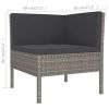 6 Piece Patio Lounge Set with Cushions Poly Rattan Gray - Grey