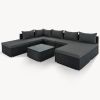 8-Pieces Outdoor Patio Furniture Sets, Garden Conversation Wicker Sofa Set, Single Sofa Combinable, Beige Cushions Gray Wicker - Gray