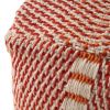 Rolodex Indoor Handcrafted Boho Water Resistant Cube Pouf, Red and Orange - as Pic