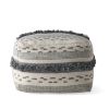 Kipling Large Contemporary Faux Yarn Pouf Ottoman, Ivory and Gray - as Pic