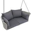 51.9' 2-Person Hanging Seat; Rattan Woven Swing Chair; Porch Swing With Ropes - Gray