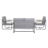 Outdoor Deep Seating Conversation Sofa Set, 4-Pieces Patio Metal Furniture with Light Gray Cushions - as Pic