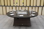 Brown Wicker Patio Firepit  Dining Table (Table Only) - Round