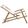 Deck Chair Bamboo and Canvas Cream White - White