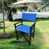 Folding Chair Wooden Director Chair Canvas Folding Chair Folding Chair 2pcs/set populus + Canvas (Color : Blue) - as Pic