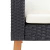 3-Seater Patio Sofa with Cushions Poly Rattan Black - Black