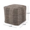 Bowmont Hand-Crafted Cotton Cube Pouf, Brown, Beige, and Yellow - as Pic