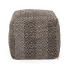 Bowmont Hand-Crafted Cotton Cube Pouf, Brown, Beige, and Yellow - as Pic