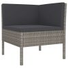 6 Piece Patio Lounge Set with Cushions Poly Rattan Gray - Grey