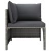 4-Seater Patio Sofa with Cushions Gray Poly Rattan - Grey