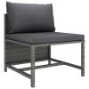 4-Seater Patio Sofa with Cushions Gray Poly Rattan - Grey