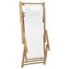 Deck Chair Bamboo and Canvas Cream White - White