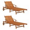 Sun Loungers 2 pcs Solid Wood Acacia - Brown