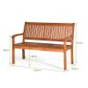 Two Person Solid Wood Garden Bench with Curved Backrest and Wide Armrest - as show