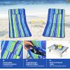 3 Pieces Beach Lounge Chair Mat Set 2 Adjustable Lounge Chairs with Table Stripe - Blue & Green