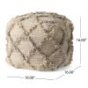 Jucar Handcrafted Boho Wool and Cotton Pouf, Gray - as Pic