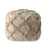 Jucar Handcrafted Boho Wool and Cotton Pouf, Gray - as Pic