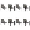 9 Piece Patio Dining Set Poly Rattan Gray - Grey