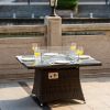 Brown Wicker Patio Firepit  Dining Table (Table Only) - Square