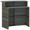 3 Piece Patio Bar Set with Cushions Poly Rattan Gray - Grey