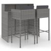 3 Piece Patio Bar Set with Cushions Poly Rattan Gray - Grey