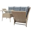 Outdoor Patio 4-Piece All Weather PE Wicker Rattan Sofa Set with Adjustable Backs for Backyard, Poolside, Gray - Gray