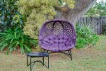 56 H x 50 W x 26 D Outdoor Purple Cozy Pumpkin Loveseat with Cushion and Flower of Life Design - as Pic