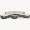 8-Pieces Outdoor Patio Furniture Sets, Garden Conversation Wicker Sofa Set, Single Sofa Combinable, Beige Cushions Gray Wicker - Beige