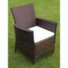 7 Piece Patio Dining Set with Cushions Poly Rattan Brown - Brown