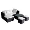 4 Piece Patio Lounge Set with Cushions Poly Rattan Black - Black