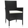 Patio Chairs with Cushions 4 pcs Poly Rattan Black - Black