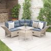 Outdoor Patio 4-Piece All Weather PE Wicker Rattan Sofa Set with Adjustable Backs for Backyard, Poolside, Gray - Gray