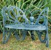 35 H x 46 W x 27 D Outdoor Antique Black Butterfly Bench, 400 lbs Weight Capacity, Weather Resistant - as Pic