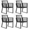 5 Piece Patio Dining Set Black PVC Rattan - Black