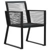 5 Piece Patio Dining Set Black PVC Rattan - Black