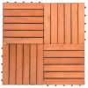 Outdoor Patio 6-Slat Eucalyptus Interlocking Deck Tile (Set of 10 Tiles) - as Pic