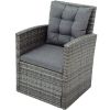 5-piece Outdoor UV-Resistant Patio Sofa Set with Storage Bench All Weather PE Wicker Furniture Coversation Set with Glass Table, Gray - Gray